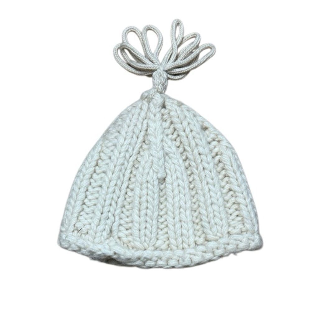 Y2K Vintage Gap Chunky Knot Wool Beanie with too tassel cream S / M